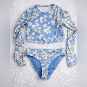Big Girls Roxy Blue and Yellow Floral Swimwear size 10